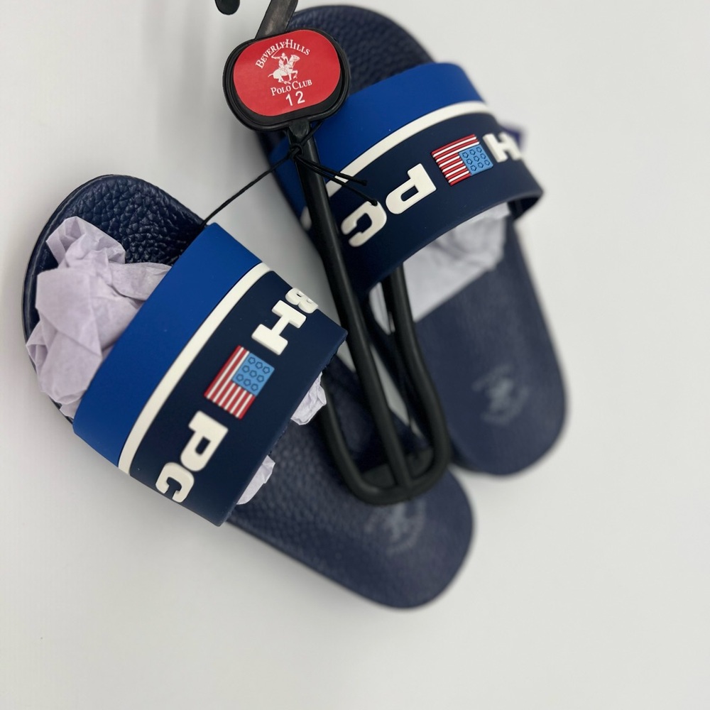 Beverly Hills Boys Slides Non-Slip (Toddler-Big Kid), Navy Blue size 12 - Picture 2 of 6